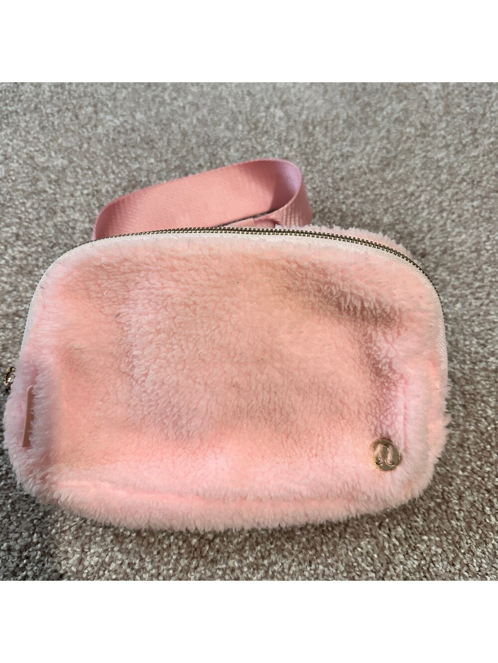 Lululemon Pink Fuzzy Belt Bag with Adjustable Strap